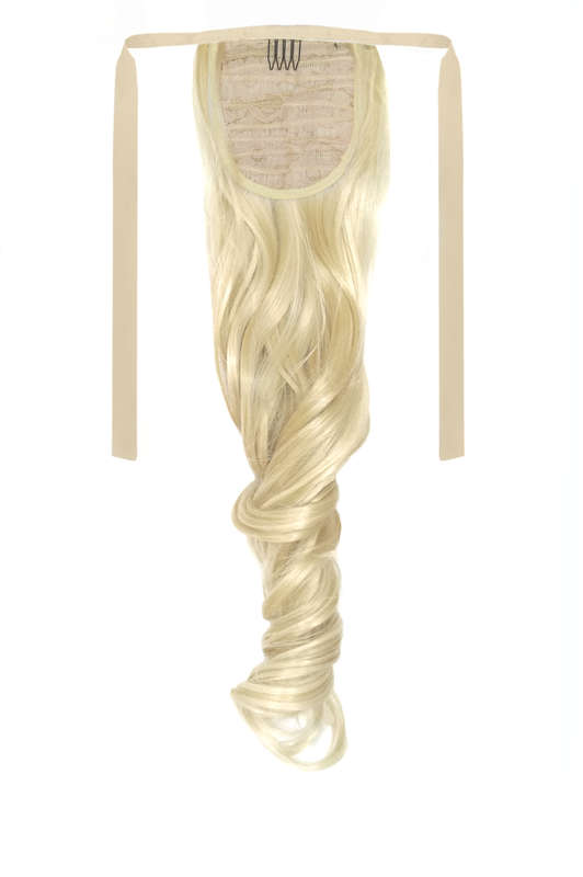 Tie-On Wavy Ponytail 55cm With Ribbons & Clip - 88H60 Ash White Blonde Mix