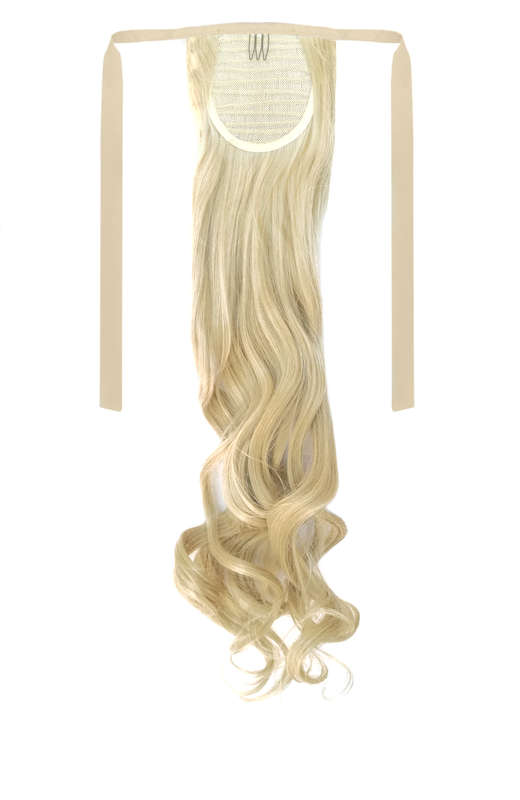 Tie-On Wavy Ponytail 55cm With Ribbons & Clip - M24-613 Mix Light Blonde