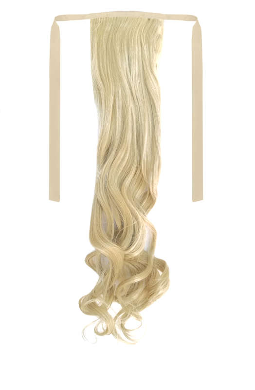 Tie-On Wavy Ponytail 55cm With Ribbons & Clip - M24-613 Mix Light Blonde