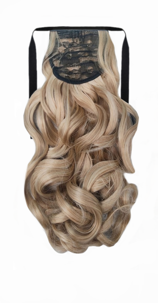 Tie-On Wavy Ponytail 55cm With Ribbons & Clip - M27-613 Light Caramel