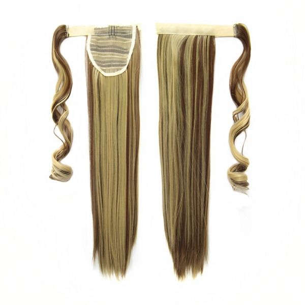 Self-Fastening Wrap Straight Ponytail 55cm - 22H-10 Medium blonde mix