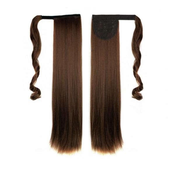Self-Fastening Wrap Straight Ponytail 55cm - 2M30 Dark brown mix