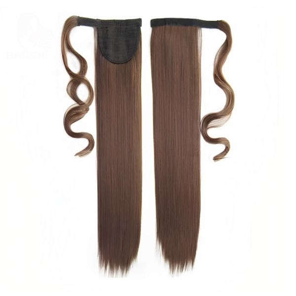 Self-Fastening Wrap Straight Ponytail 55cm - 4 Chocolate brown