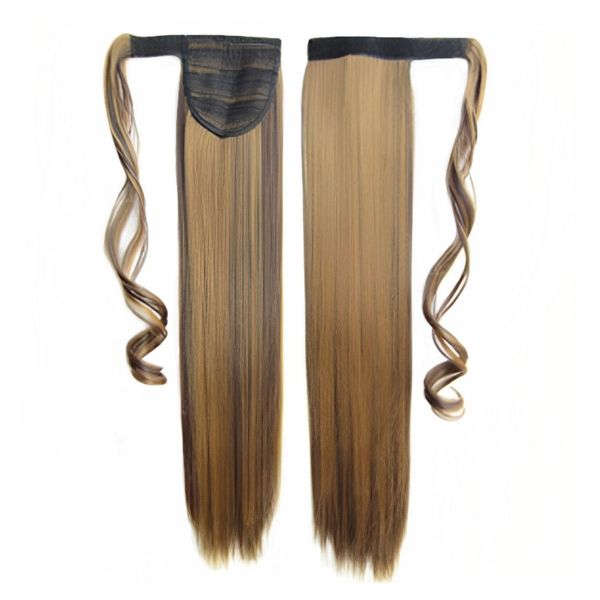 Self-Fastening Wrap Straight Ponytail 55cm - 4-27 Chocolate golden mix color
