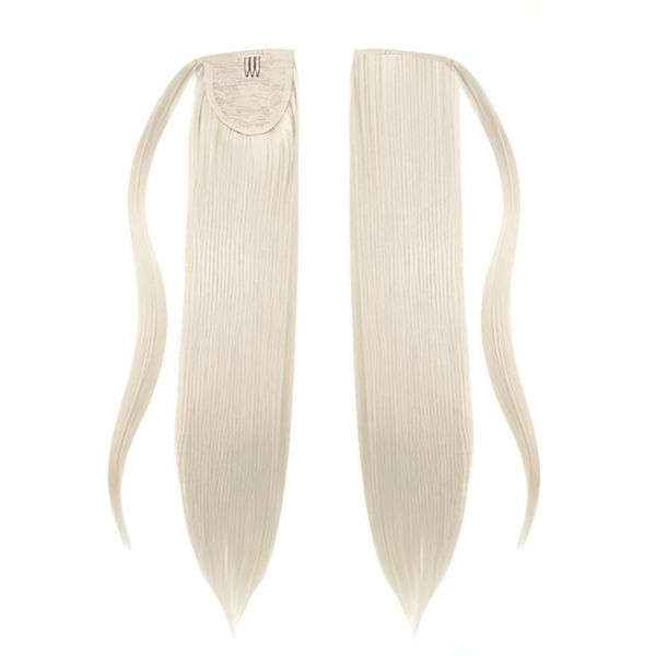 Self-Fastening Wrap Straight Ponytail 55cm - 60 White blonde