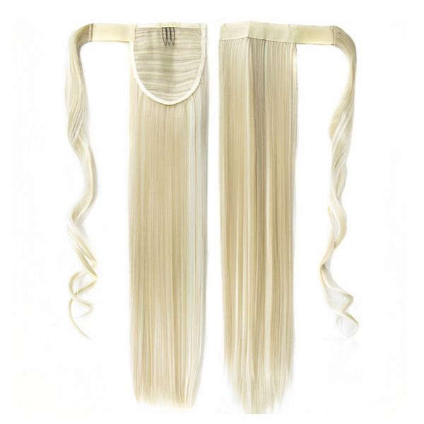Self-Fastening Wrap Straight Ponytail 55cm - 6P-613 Golden brown blonde mix