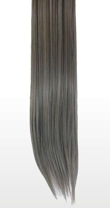 10 Piece Straight Long 55-60cm Full Head Clip-on Hair Extensions XXL - M6K613 Natural Grey Blonde Mi