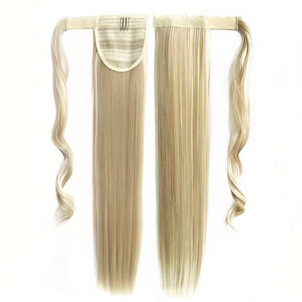 Self-Fastening Wrap Straight Ponytail 55cm - F18-613 Ash platinum blonde mix