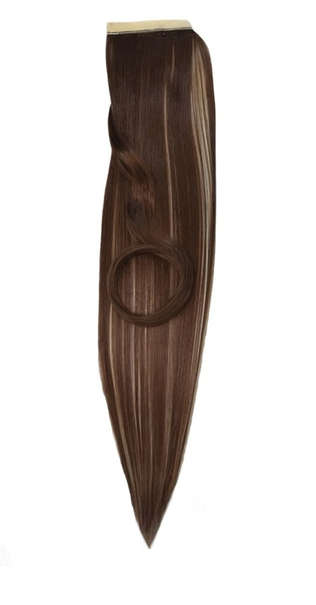 Self-Fastening Wrap Straight Ponytail 55cm - h12-88 Mid-brown/Blonde mix