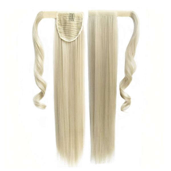 Self-Fastening Wrap Straight Ponytail 55cm - M24-613 Neutral platinum blonde mix