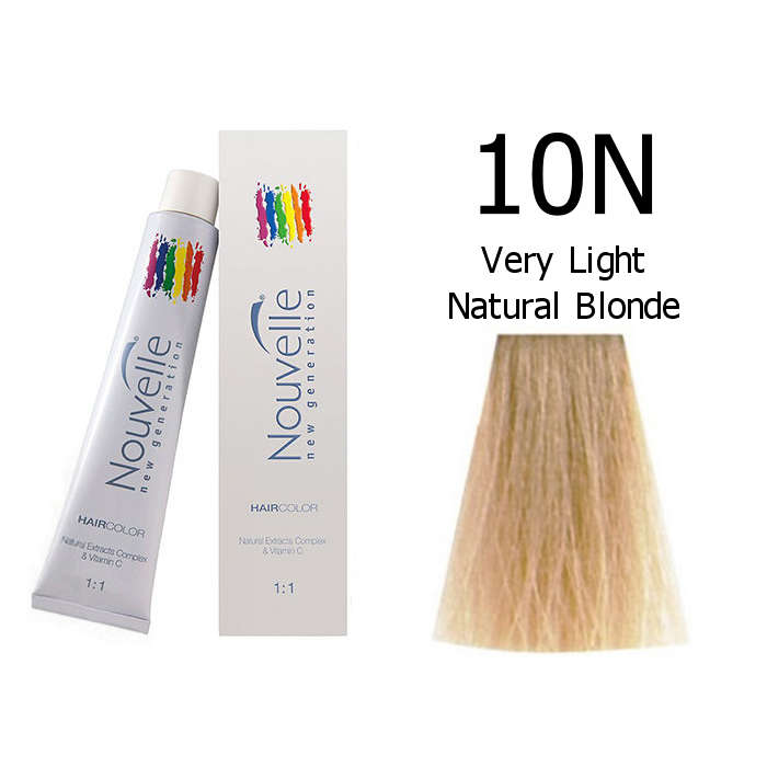 Nouvelle Professional Permanent Hair Tint Dye 100ml + 100ml 20vol Developer - 10N Very Light Natural