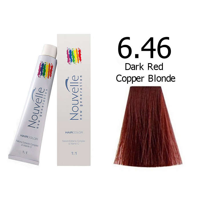 Nouvelle Professional Permanent Hair Tint Dye 100ml + 100ml 20vol developer - 6.46 Dark red copper b