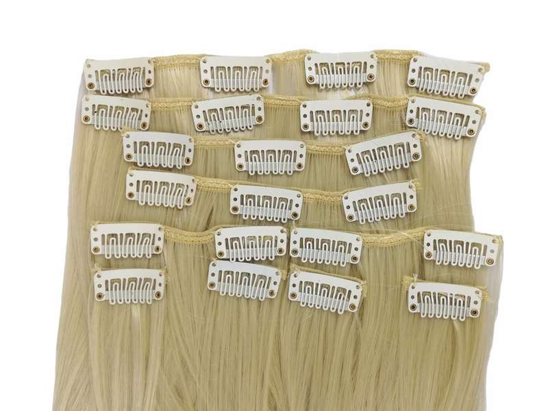 10 Piece Straight Long 55-60cm Full Head Clip-on Hair Extensions XXL - M88613 Ash Platinum Blonde Mi