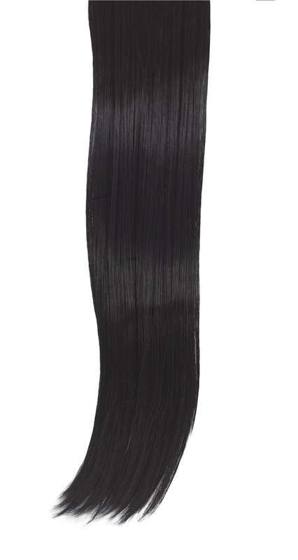 10 Piece Straight Long 55-60cm Full Head Clip-on Hair Extensions XXL - 1B Natural Black Brown Straig