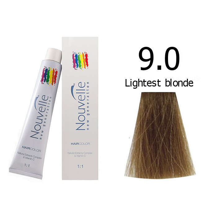 Nouvelle Professional Permanent Hair Tint Dye 100ml + 100ml 20vol developer - 9.0 Lightest blonde