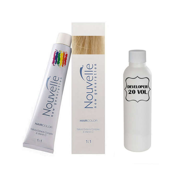 Nouvelle Professional Permanent Hair Tint Dye 100ml + 100ml 20vol developer - 9.3 Very light golden