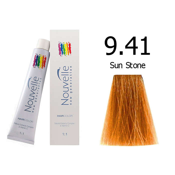 Nouvelle Professional Permanent Hair Tint Dye 100ml + 100ml 20vol developer - 9.41 Sun stone