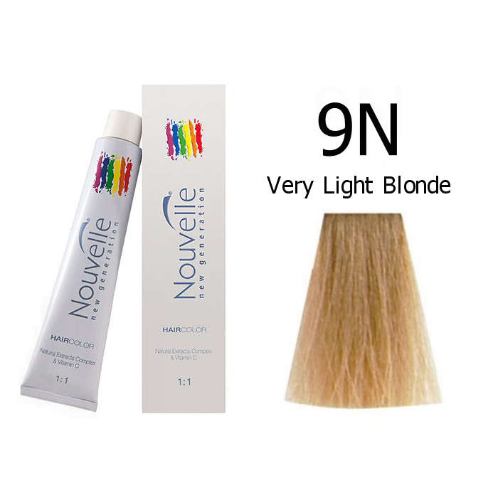 Nouvelle Professional Permanent Hair Tint Dye 100ml + 100ml 20vol developer - 9N Very light blonde