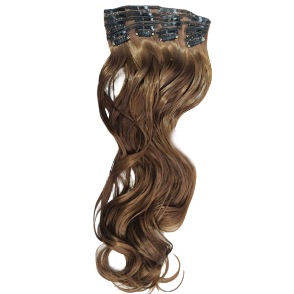 10 Piece Wavy Long 55-60cm Full Head Clip-on Hair Extensions XXL - 12 Light Brown