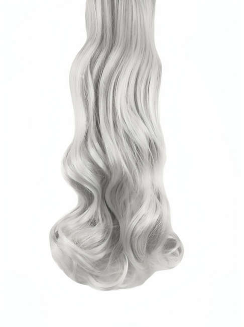 10 Piece Wavy Long 55-60cm Full Head Clip-on Hair Extensions XXL - 1001B Silver platinum
