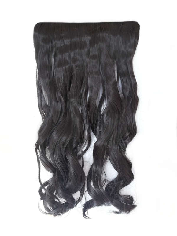 1 Piece Wavy 5 Clip Synthetic Hair Extension XXL 60cm - 4 Dark Chocolate Brown