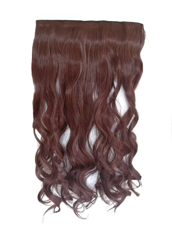 1 Piece Wavy 5 Clip Synthetic Hair Extension XXL 60cm - 33 Mahogany