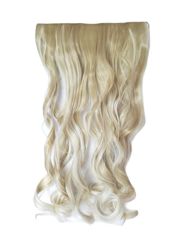 1 Piece Wavy 5 Clip Synthetic Hair Extension XXL 60cm - 16H60 Natural Blonde Mix