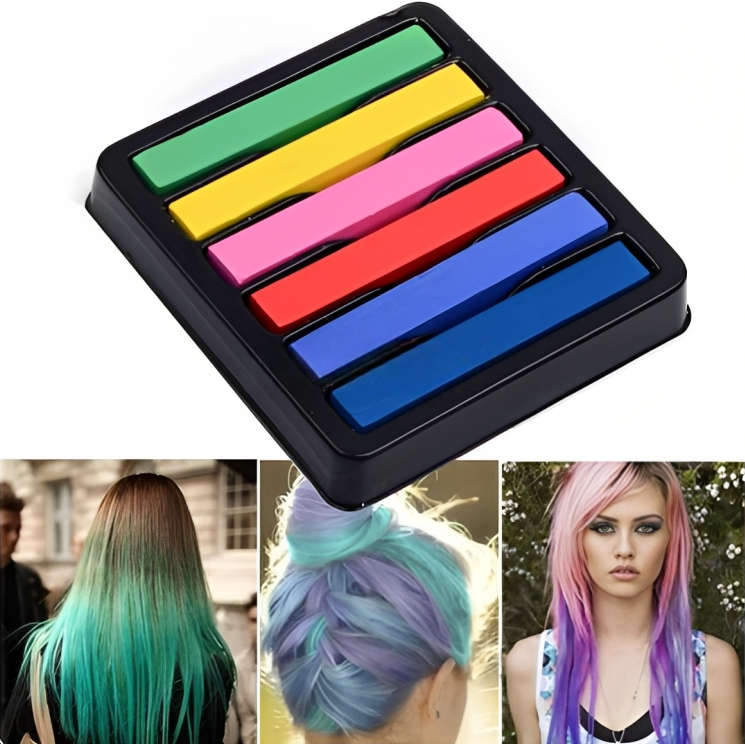 6 Piece Assorted Color Hair Chalk Pack
