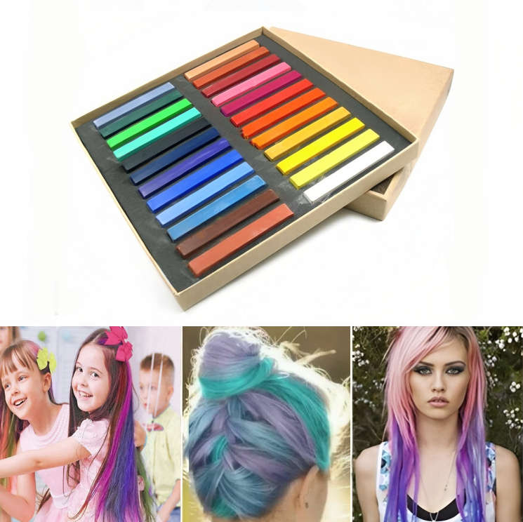 24 Piece Assorted Color Hair Chalk Pack