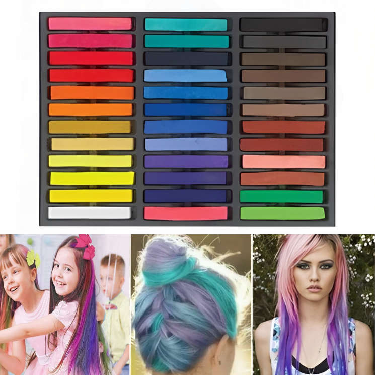 36 Piece Assorted Color Hair Chalk Deluxe Pack