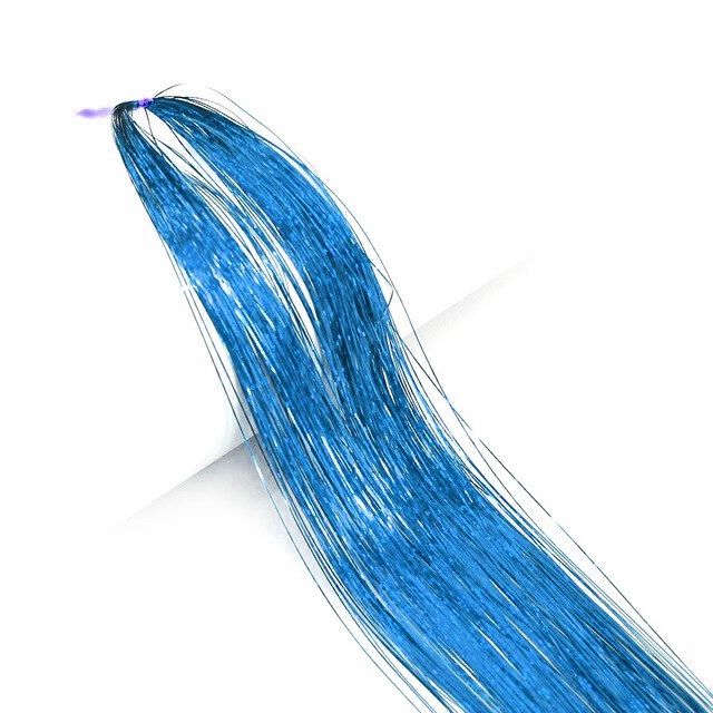 Tie-On Vibrant Hair Tinsel 90cm - 100 Pack - Bright Blue