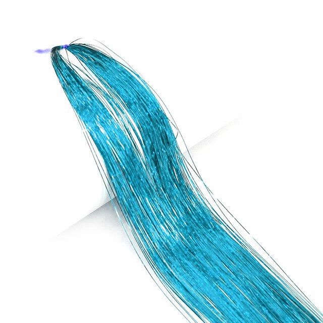 Tie-On Vibrant Hair Tinsel 90cm - 100 Pack - Teal-Blue