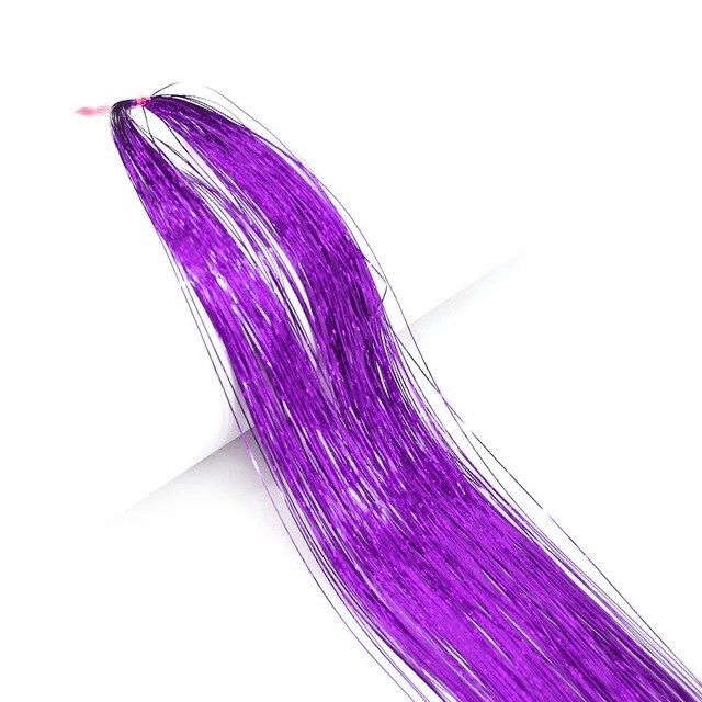 Tie-On Vibrant Hair Tinsel 90cm - 100 Pack - Purple