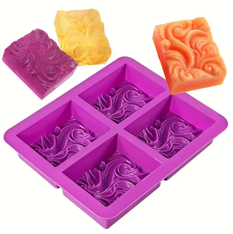 4 Cavity Wave Silicone Soap Mould