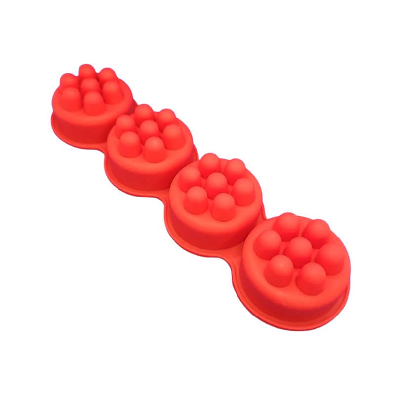 4 Cavity Round Massage Bar Mould - Red