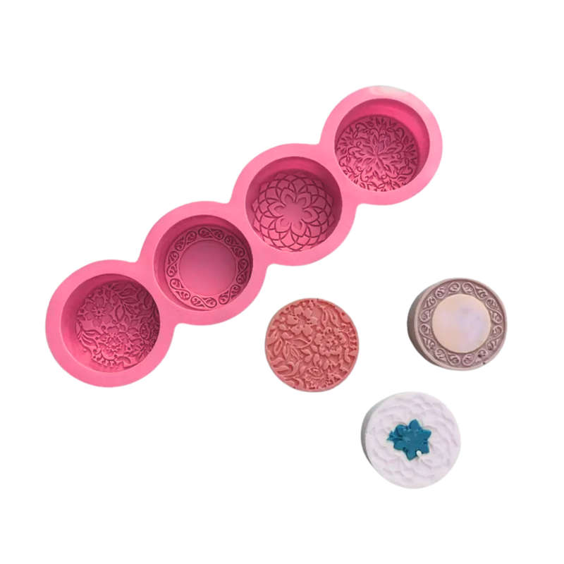 Pink Flower Design Silicone Mould - 4 Cavity