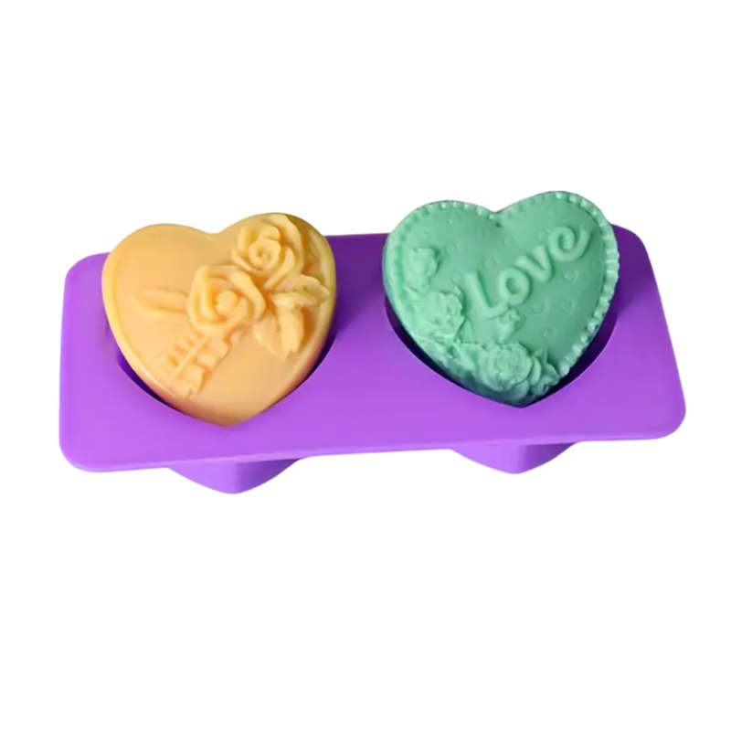 Floral Heart Mould - 2 Cavity