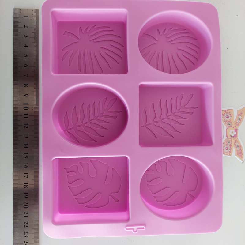 6 in 1 Square Oval Leaf Silicone Soap Mould