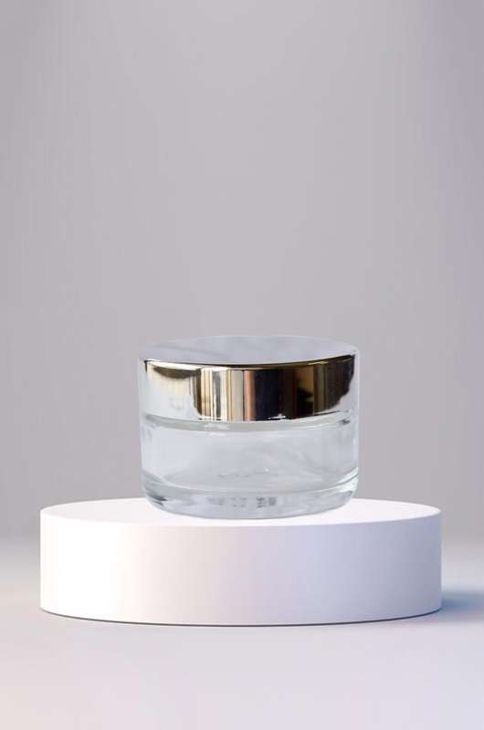 Glass Cosmetic Jar with Silver Lid - 50ml