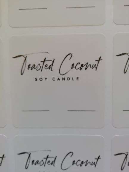 12pcs - Vinyl Stickers - Toasted Coconut Soy Candle