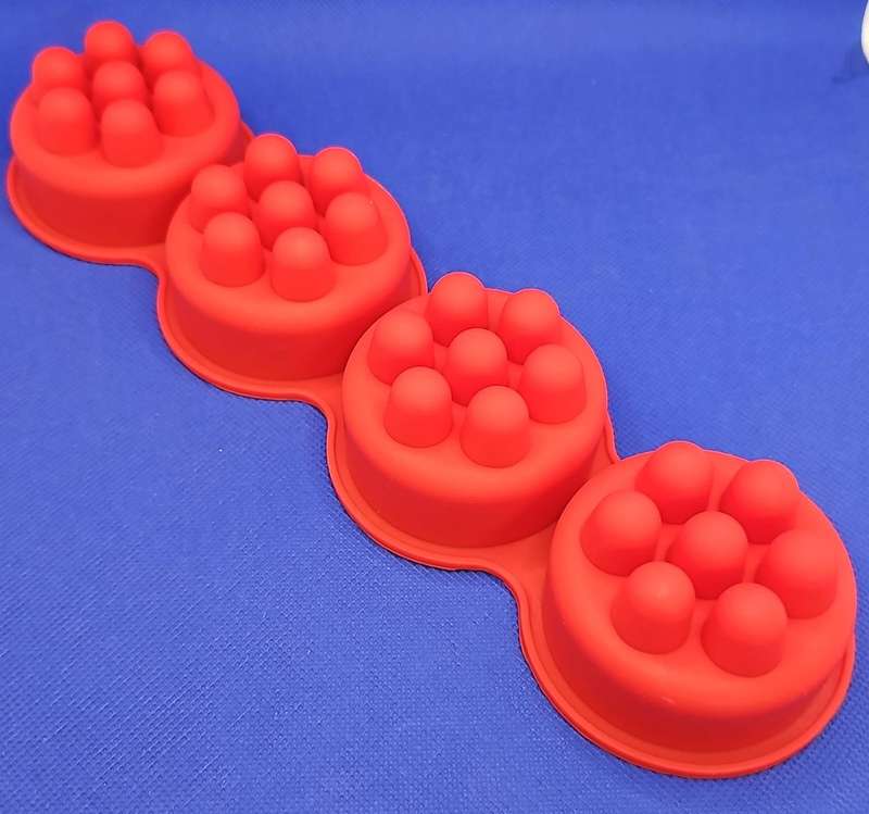4 Cavity Round Massage Bar Mould - Red