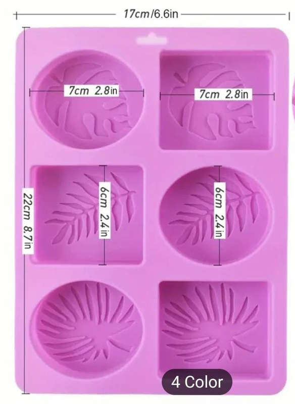 6 in 1 Square Oval Leaf Silicone Soap Mould