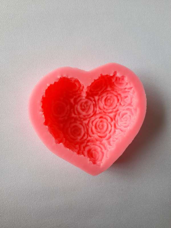 Pink Rose Heart Floral Silicone Mould