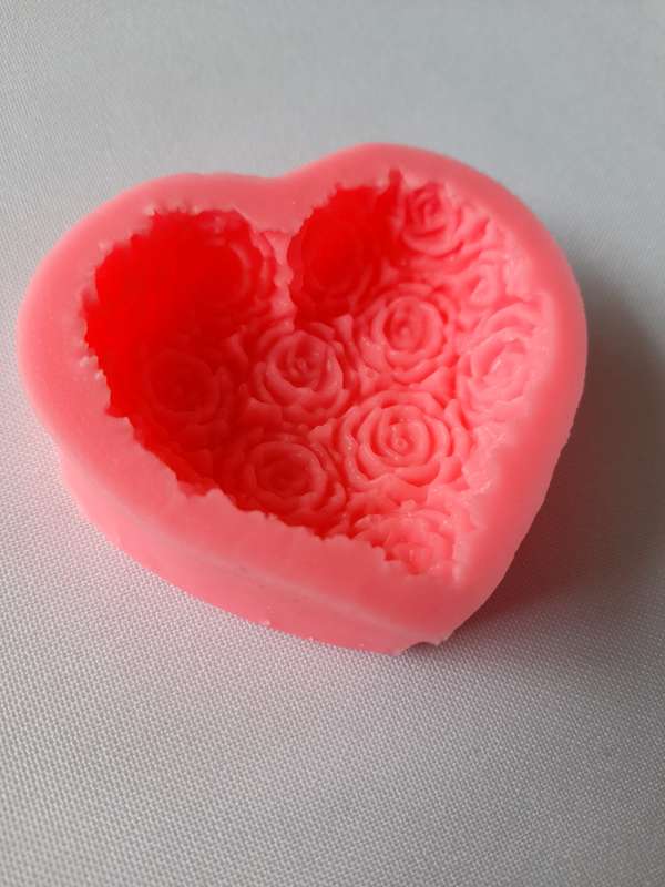 Pink Rose Heart Floral Silicone Mould
