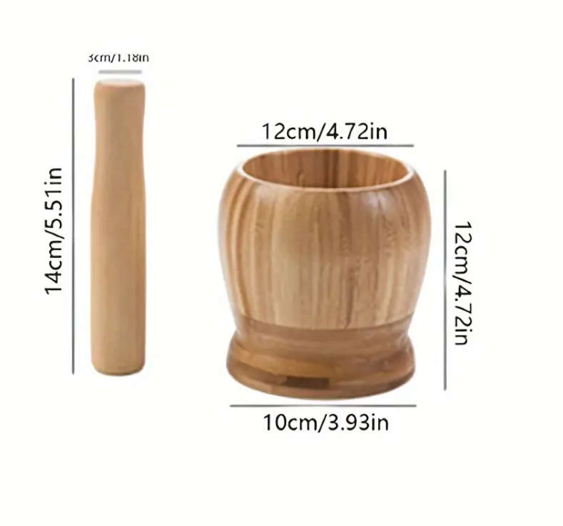 Bamboo Mortar and Pestle Set