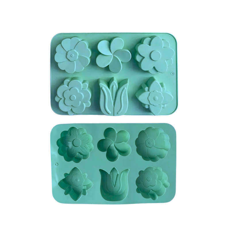 6 Cavity Mixed Flowers Silicone Mould