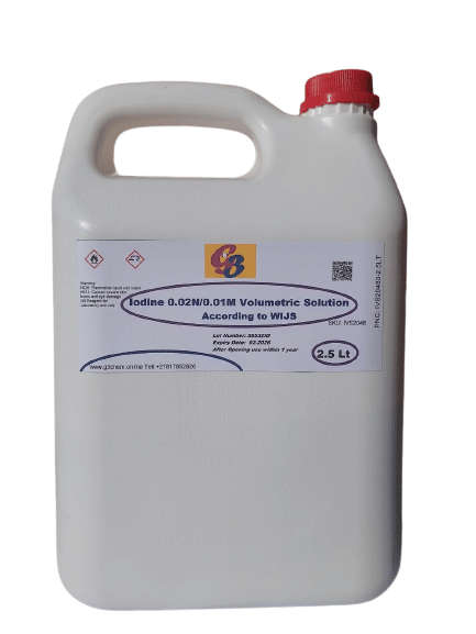 Iodine 0.02N/0.01M Volumetric Solution According to WIJS