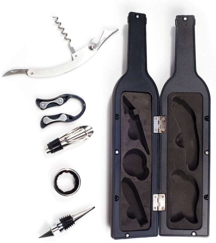 5-Pieces Wine Opener Set Bottle Stopper Drip Ring Wine Pourer Cockscrew Foil Cutter