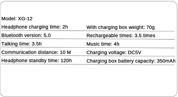 XG12 TWS Bluetooth 5.0 Earphones