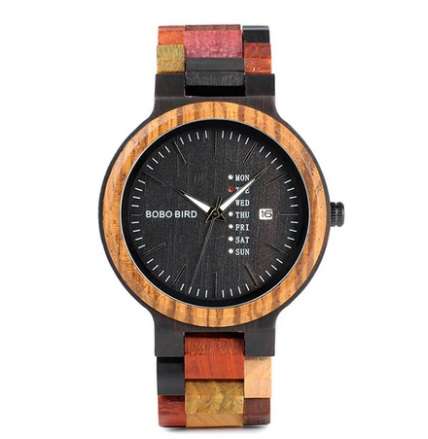 BOBO BIRD Bamboo Watch Men's Quartz Wristwatch Date & Day Display